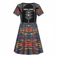 Garrett Morgan Kid Short Sleeve Dress with Full Body Portrait, Stop Wait Go Quote, Traffic Light Design - Wonder Print Shop