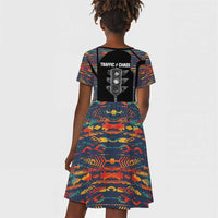 Garrett Morgan Kid Short Sleeve Dress with Full Body Portrait, Stop Wait Go Quote, Traffic Light Design - Wonder Print Shop