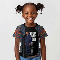 Garrett Morgan Kid T shirt with Full Body Portrait, Stop Wait Go Quote, Traffic Light Design - Wonder Print Shop