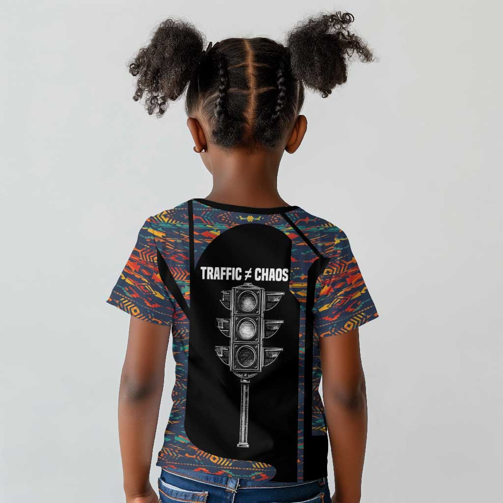 Garrett Morgan Kid T shirt with Full Body Portrait, Stop Wait Go Quote, Traffic Light Design - Wonder Print Shop
