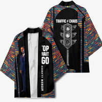 Garrett Morgan Kimono with Full Body Portrait, Stop Wait Go Quote, Traffic Light Design - Wonder Print Shop