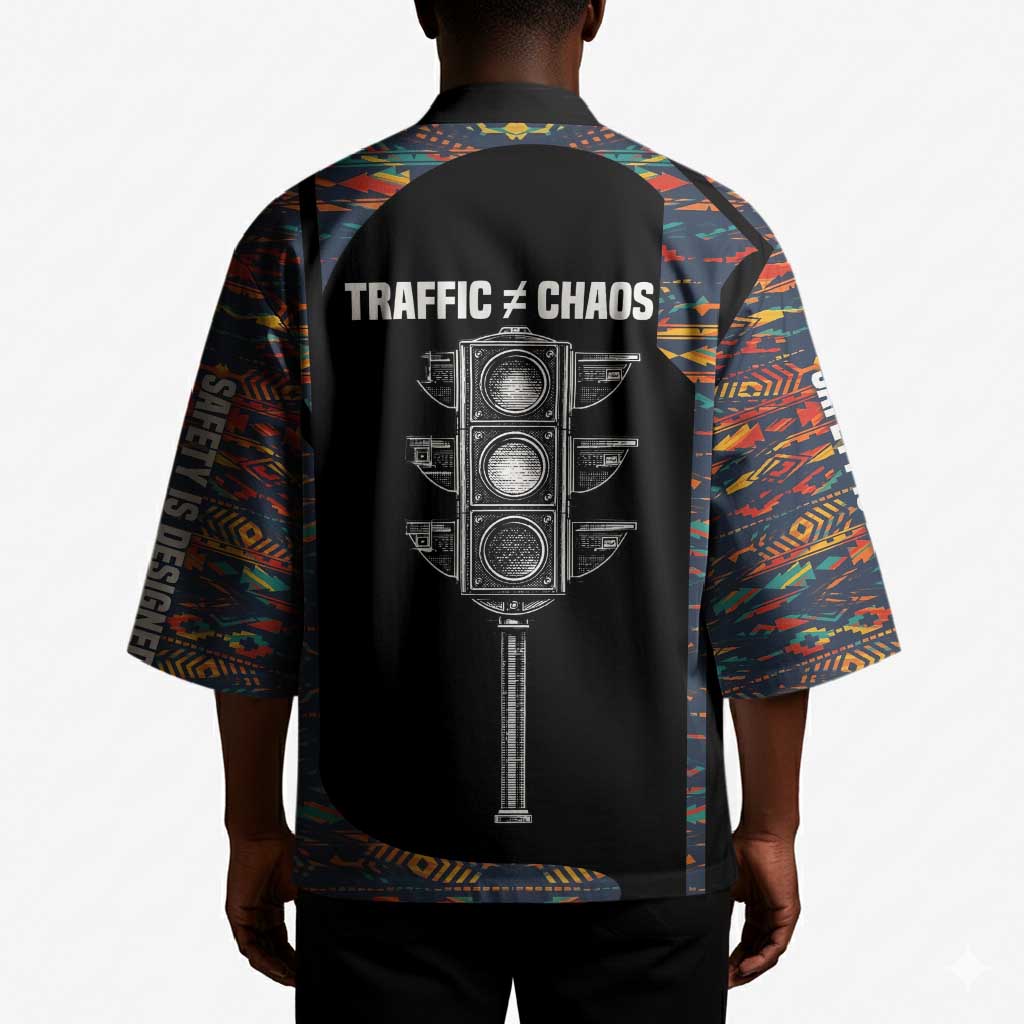 Garrett Morgan Kimono with Full Body Portrait, Stop Wait Go Quote, Traffic Light Design - Wonder Print Shop