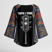 Garrett Morgan Kimono Sleeve Blouse with Full Body Portrait, Stop Wait Go Quote, Traffic Light Design - Wonder Print Shop