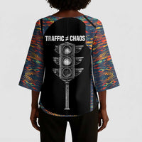 Garrett Morgan Kimono Sleeve Blouse with Full Body Portrait, Stop Wait Go Quote, Traffic Light Design - Wonder Print Shop