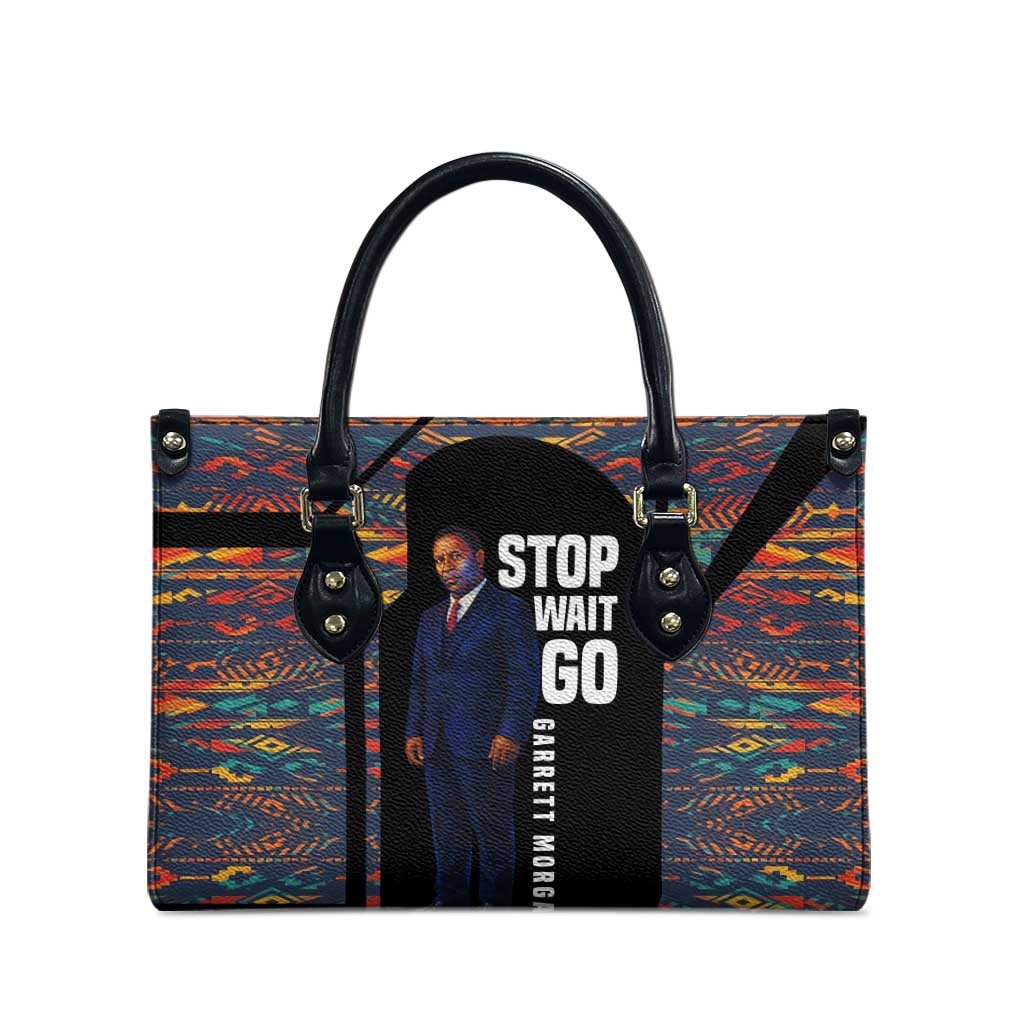 Garrett Morgan Leather Bag with Full Body Portrait, Stop Wait Go Quote, Traffic Light Design - Wonder Print Shop