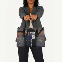 Garrett Morgan Leather Bag with Full Body Portrait, Stop Wait Go Quote, Traffic Light Design - Wonder Print Shop