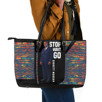 Garrett Morgan Leather Tote Bag with Full Body Portrait, Stop Wait Go Quote, Traffic Light Design - Wonder Print Shop