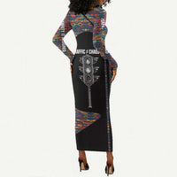 Garrett Morgan Long Sleeve Bodycon Dress with Full Body Portrait, Stop Wait Go Quote, Traffic Light Design - Wonder Print Shop