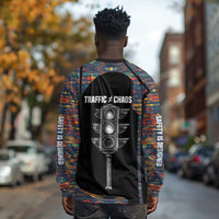 Garrett Morgan Long Sleeve Shirt with Full Body Portrait, Stop Wait Go Quote, Traffic Light Design - Wonder Print Shop