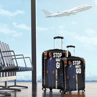 Garrett Morgan Luggage Cover with Full Body Portrait, Stop Wait Go Quote, Traffic Light Design - Wonder Print Shop