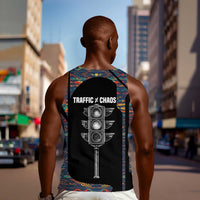 Garrett Morgan Men Tank Top with Full Body Portrait, Stop Wait Go Quote, Traffic Light Design - Wonder Print Shop