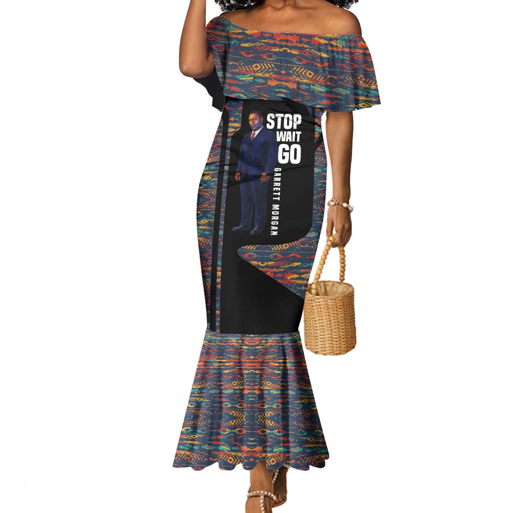 Garrett Morgan Mermaid Dress with Full Body Portrait, Stop Wait Go Quote, Traffic Light Design - Wonder Print Shop