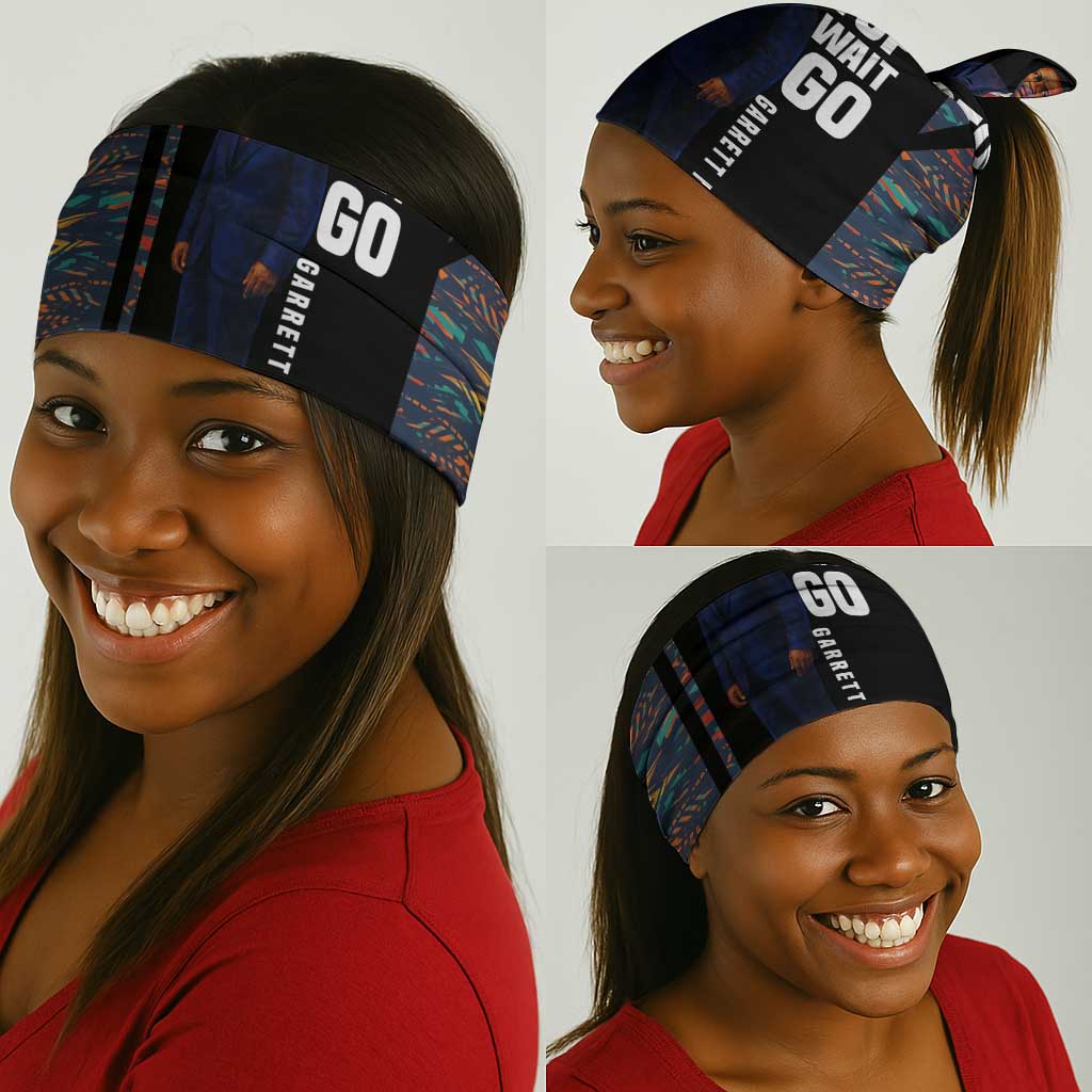 Garrett Morgan Neck Gaiter with Full Body Portrait, Stop Wait Go Quote, Traffic Light Design - Wonder Print Shop