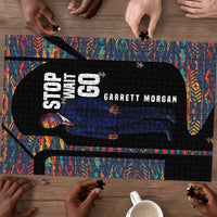 Garrett Morgan Puzzle with Full Body Portrait, Stop Wait Go Quote, Traffic Light Design - Wonder Print Shop