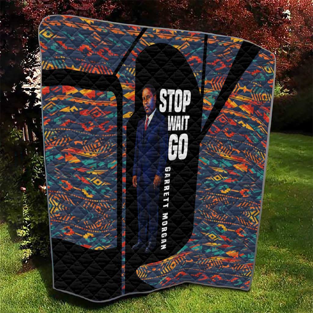 Garrett Morgan Quilt with Full Body Portrait, Stop Wait Go Quote, Traffic Light Design - Wonder Print Shop