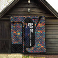 Garrett Morgan Quilt with Full Body Portrait, Stop Wait Go Quote, Traffic Light Design - Wonder Print Shop
