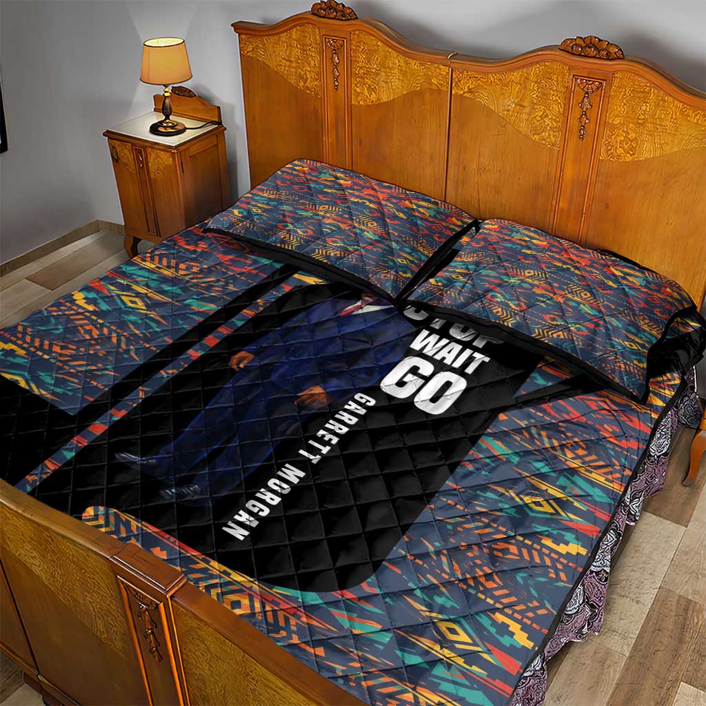 Garrett Morgan Quilt Bed Set with Full Body Portrait, Stop Wait Go Quote, Traffic Light Design - Wonder Print Shop