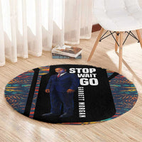 Garrett Morgan Round Carpet with Full Body Portrait, Stop Wait Go Quote, Traffic Light Design - Wonder Print Shop