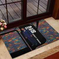 Garrett Morgan Rubber Doormat with Full Body Portrait, Stop Wait Go Quote, Traffic Light Design - Wonder Print Shop