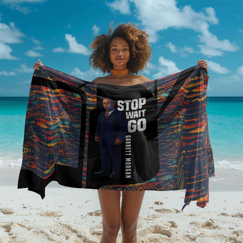 Garrett Morgan Sarong with Full Body Portrait, Stop Wait Go Quote, Traffic Light Design - Wonder Print Shop