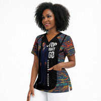 Garrett Morgan Scrub Top with Full Body Portrait, Stop Wait Go Quote, Traffic Light Design - Wonder Print Shop