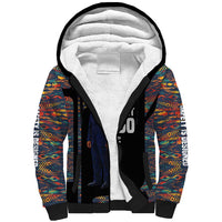 Garrett Morgan Sherpa Hoodie with Full Body Portrait, Stop Wait Go Quote, Traffic Light Design - Wonder Print Shop
