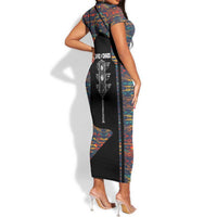 Garrett Morgan Short Sleeve Bodycon Dress with Full Body Portrait, Stop Wait Go Quote, Traffic Light Design - Wonder Print Shop