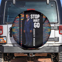 Garrett Morgan Spare Tire Cover with Full Body Portrait, Stop Wait Go Quote, Traffic Light Design - Wonder Print Shop