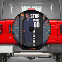 Garrett Morgan Spare Tire Cover with Full Body Portrait, Stop Wait Go Quote, Traffic Light Design - Wonder Print Shop