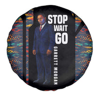 Garrett Morgan Spare Tire Cover with Full Body Portrait, Stop Wait Go Quote, Traffic Light Design - Wonder Print Shop