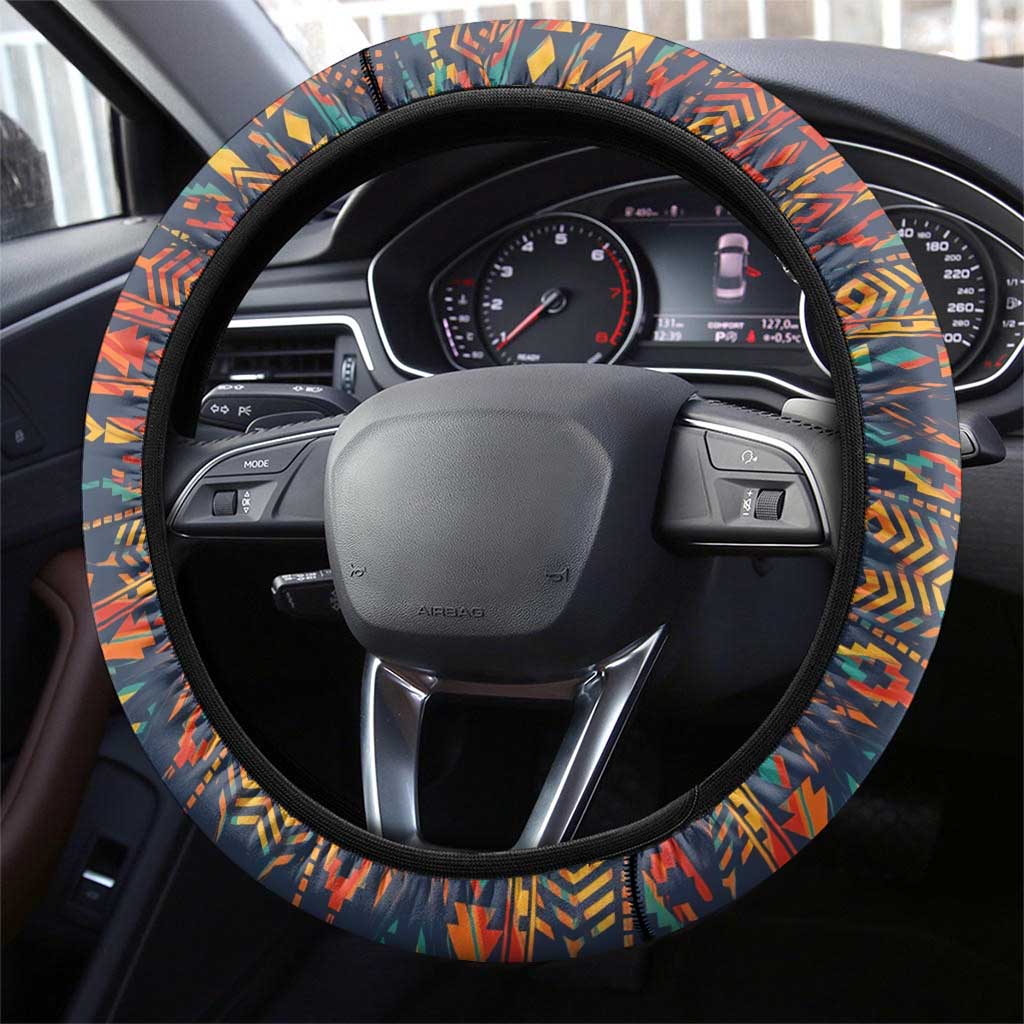 Garrett Morgan Steering Wheel Cover with Full Body Portrait, Stop Wait Go Quote, Traffic Light Design - Wonder Print Shop