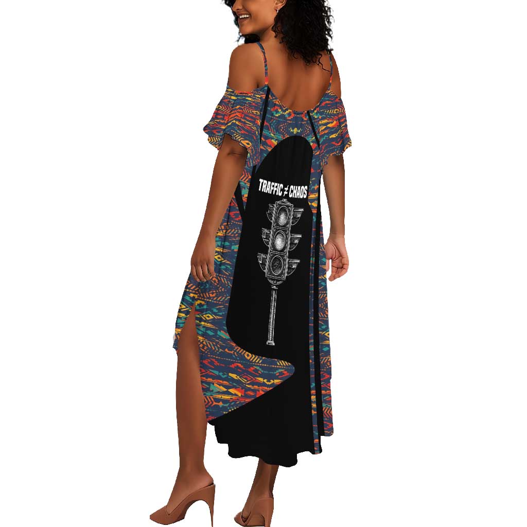Garrett Morgan Summer Maxi Dress with Full Body Portrait, Stop Wait Go Quote, Traffic Light Design - Wonder Print Shop