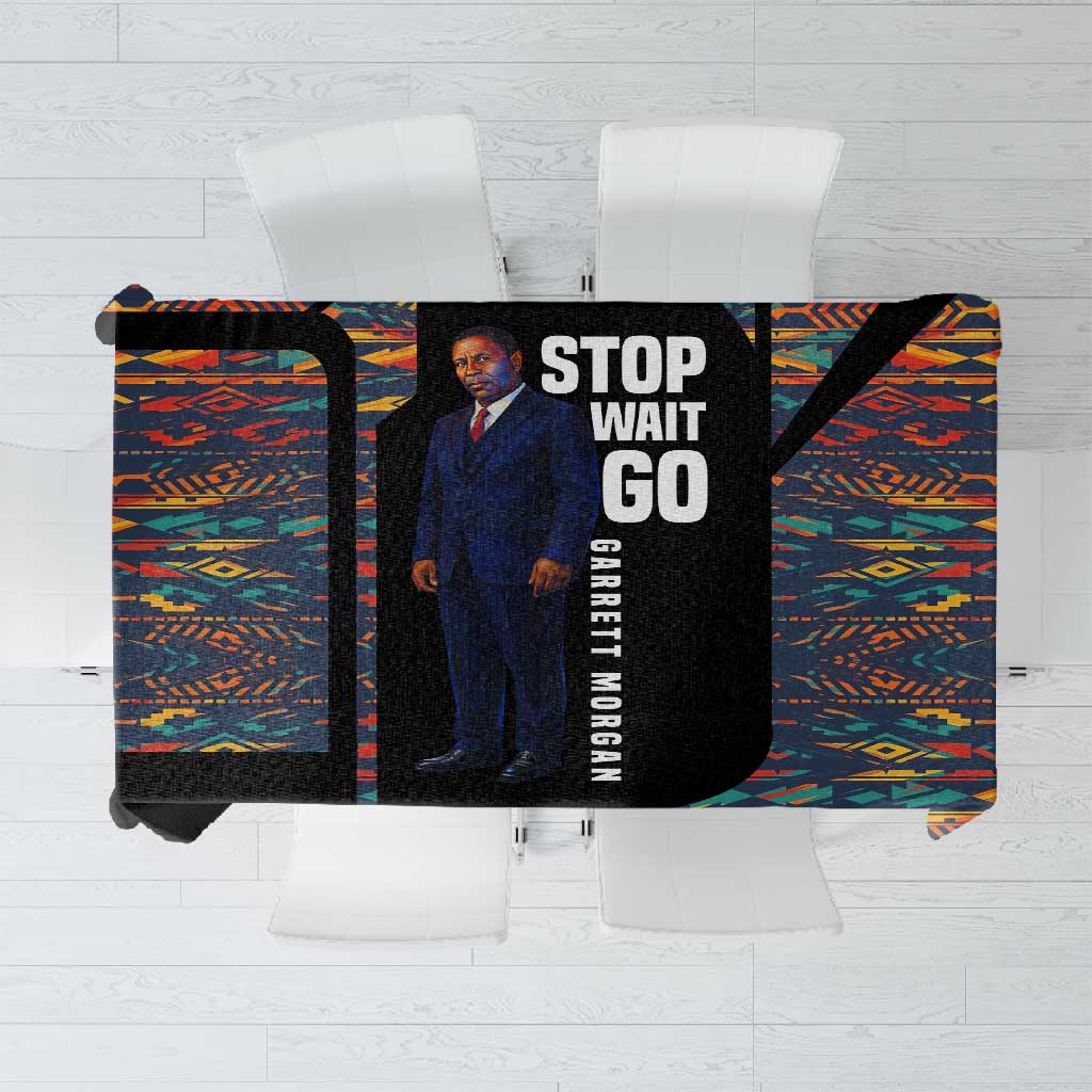 Garrett Morgan Tablecloth with Full Body Portrait, Stop Wait Go Quote, Traffic Light Design - Wonder Print Shop