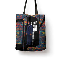Garrett Morgan Tote Bag with Full Body Portrait, Stop Wait Go Quote, Traffic Light Design - Wonder Print Shop