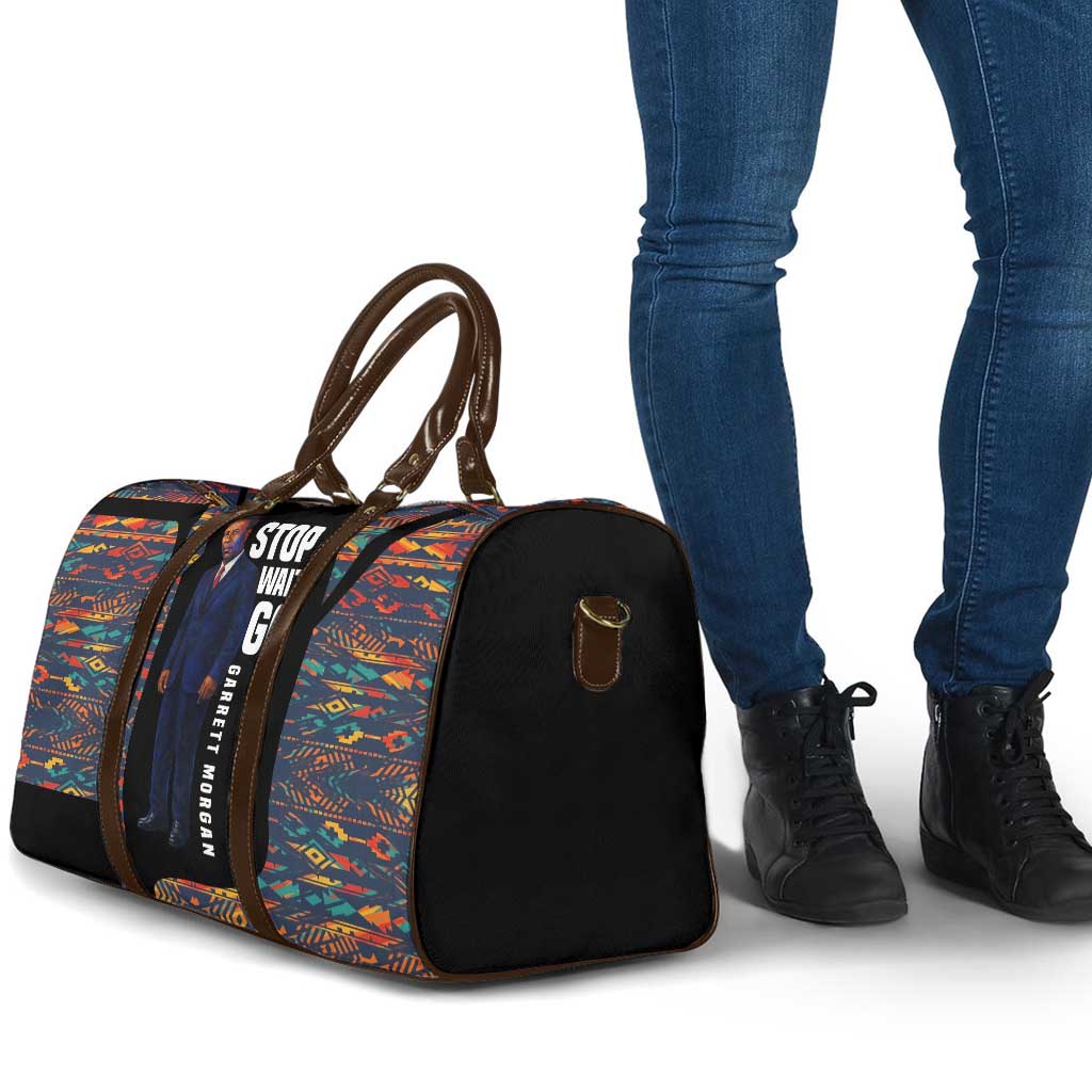 Garrett Morgan Travel Bag with Full Body Portrait, Stop Wait Go Quote, Traffic Light Design - Wonder Print Shop