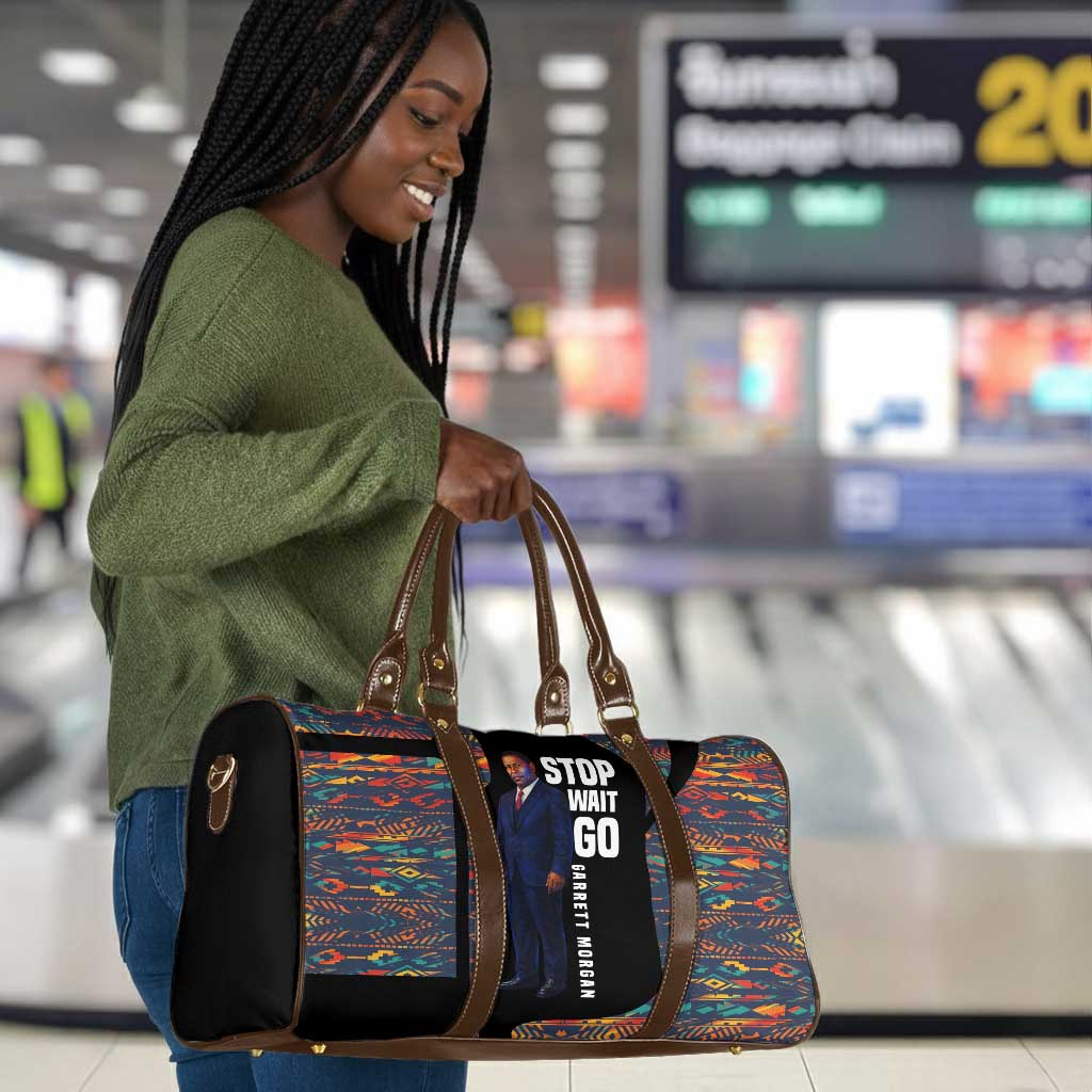 Garrett Morgan Travel Bag with Full Body Portrait, Stop Wait Go Quote, Traffic Light Design - Wonder Print Shop