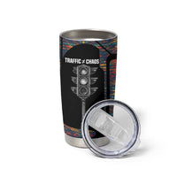 Garrett Morgan Tumbler Cup with Full Body Portrait, Stop Wait Go Quote, Traffic Light Design - Wonder Print Shop