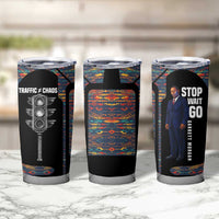 Garrett Morgan Tumbler Cup with Full Body Portrait, Stop Wait Go Quote, Traffic Light Design - Wonder Print Shop