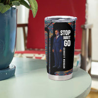 Garrett Morgan Tumbler Cup with Full Body Portrait, Stop Wait Go Quote, Traffic Light Design - Wonder Print Shop