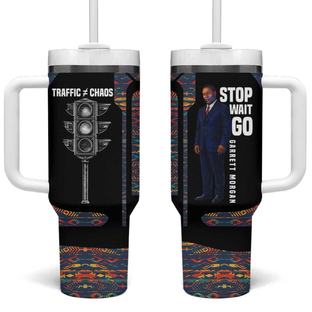 Garrett Morgan Tumbler With Handle with Full Body Portrait, Stop Wait Go Quote, Traffic Light Design - Wonder Print Shop