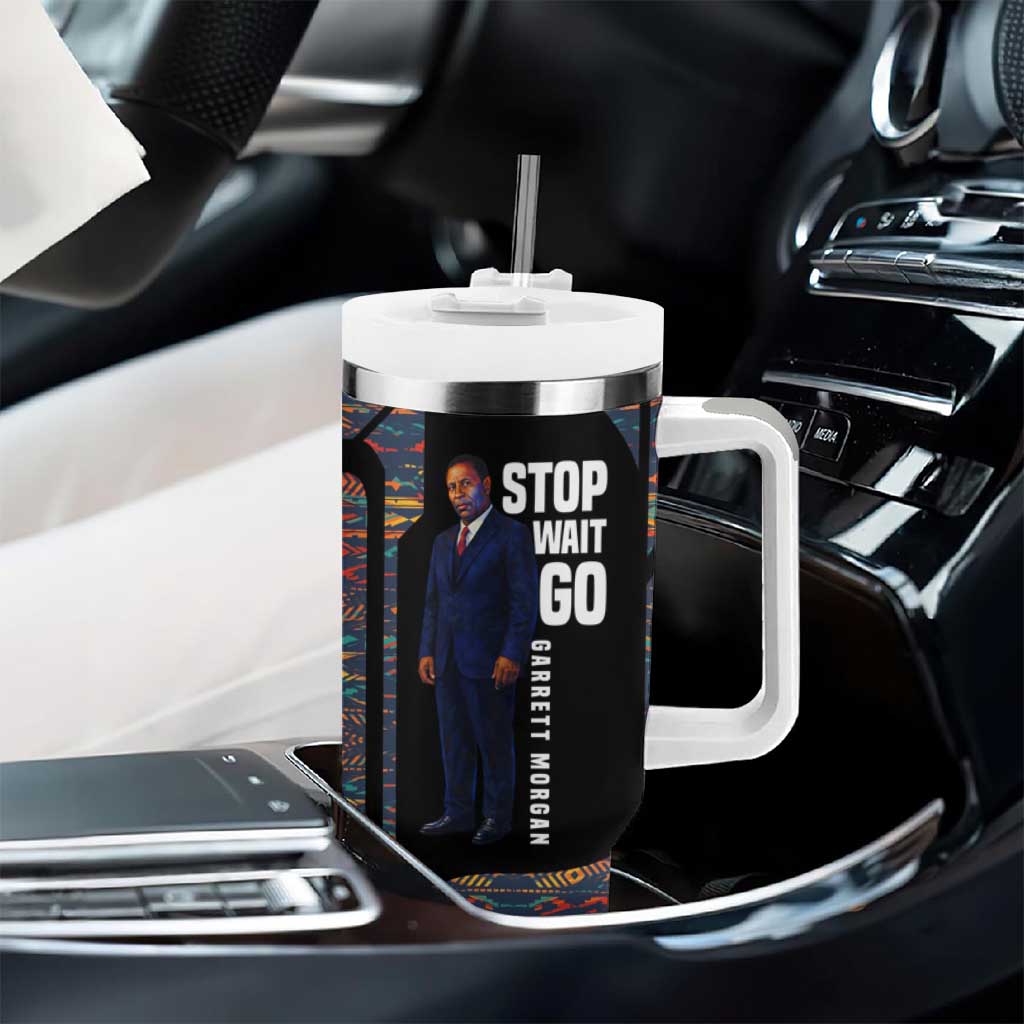 Garrett Morgan Tumbler With Handle with Full Body Portrait, Stop Wait Go Quote, Traffic Light Design - Wonder Print Shop
