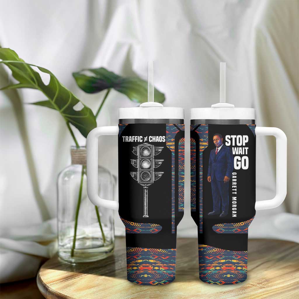 Garrett Morgan Tumbler With Handle with Full Body Portrait, Stop Wait Go Quote, Traffic Light Design - Wonder Print Shop