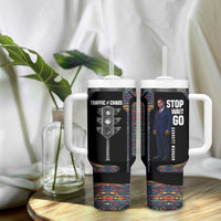 Garrett Morgan Tumbler With Handle with Full Body Portrait, Stop Wait Go Quote, Traffic Light Design - Wonder Print Shop