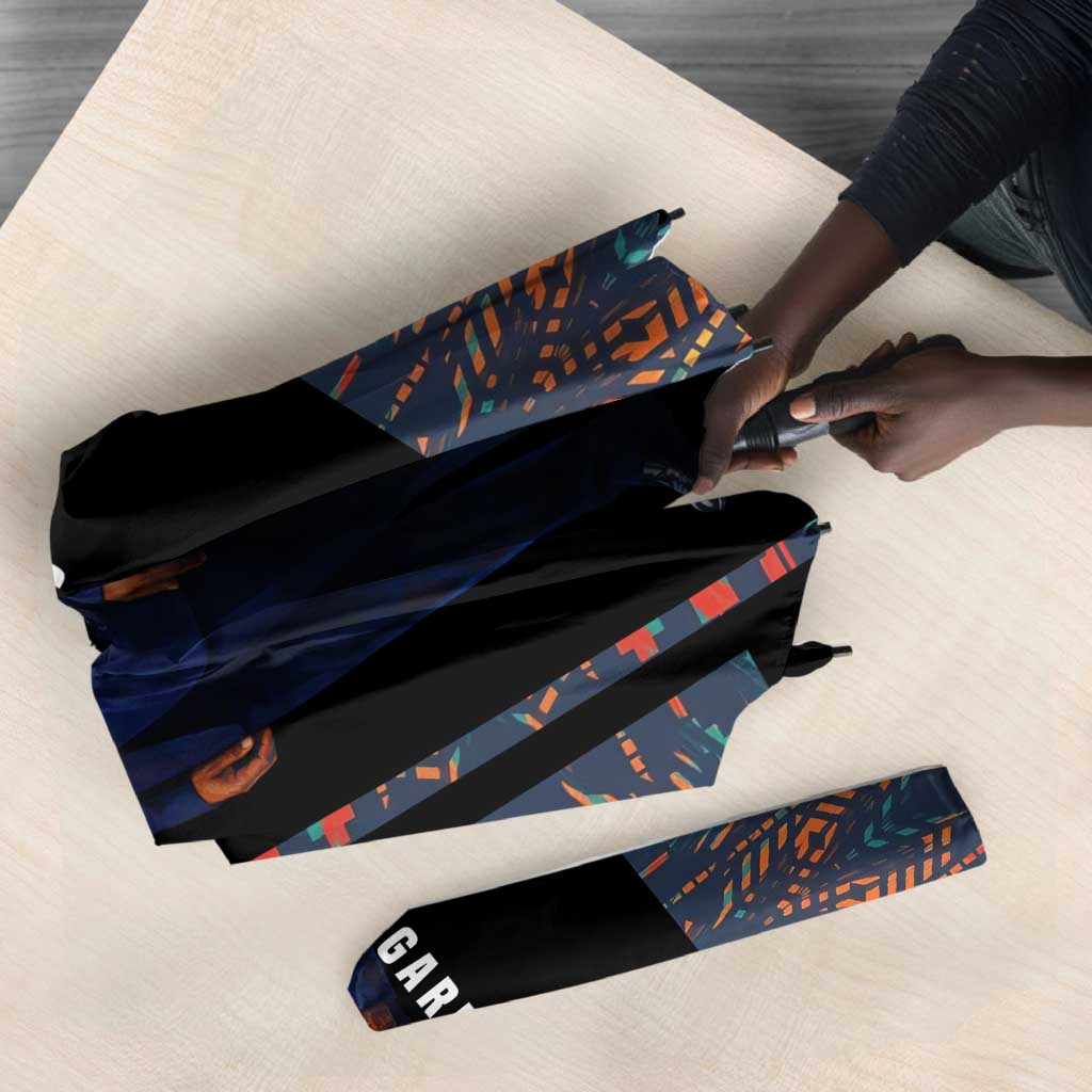 Garrett Morgan Umbrella with Full Body Portrait, Stop Wait Go Quote, Traffic Light Design - Wonder Print Shop