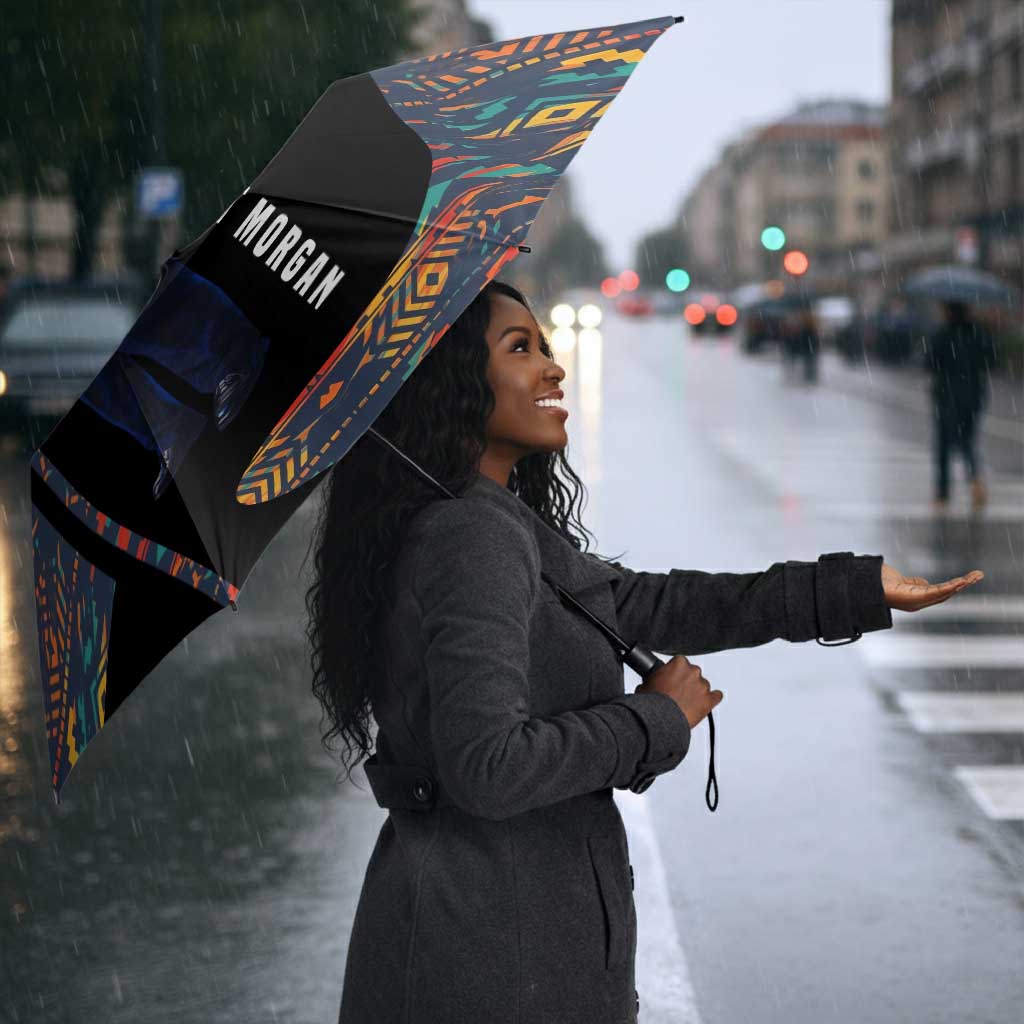 Garrett Morgan Umbrella with Full Body Portrait, Stop Wait Go Quote, Traffic Light Design - Wonder Print Shop