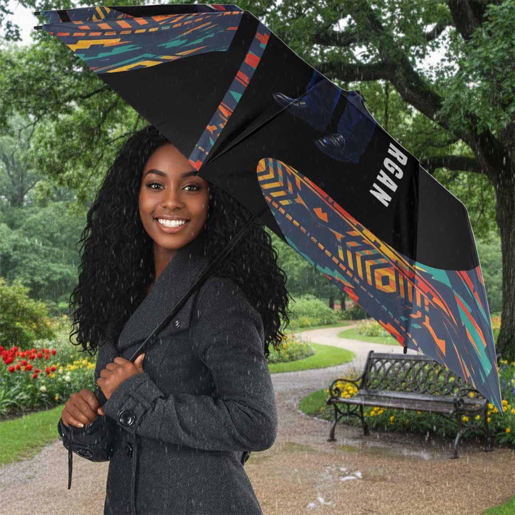 Garrett Morgan Umbrella with Full Body Portrait, Stop Wait Go Quote, Traffic Light Design - Wonder Print Shop
