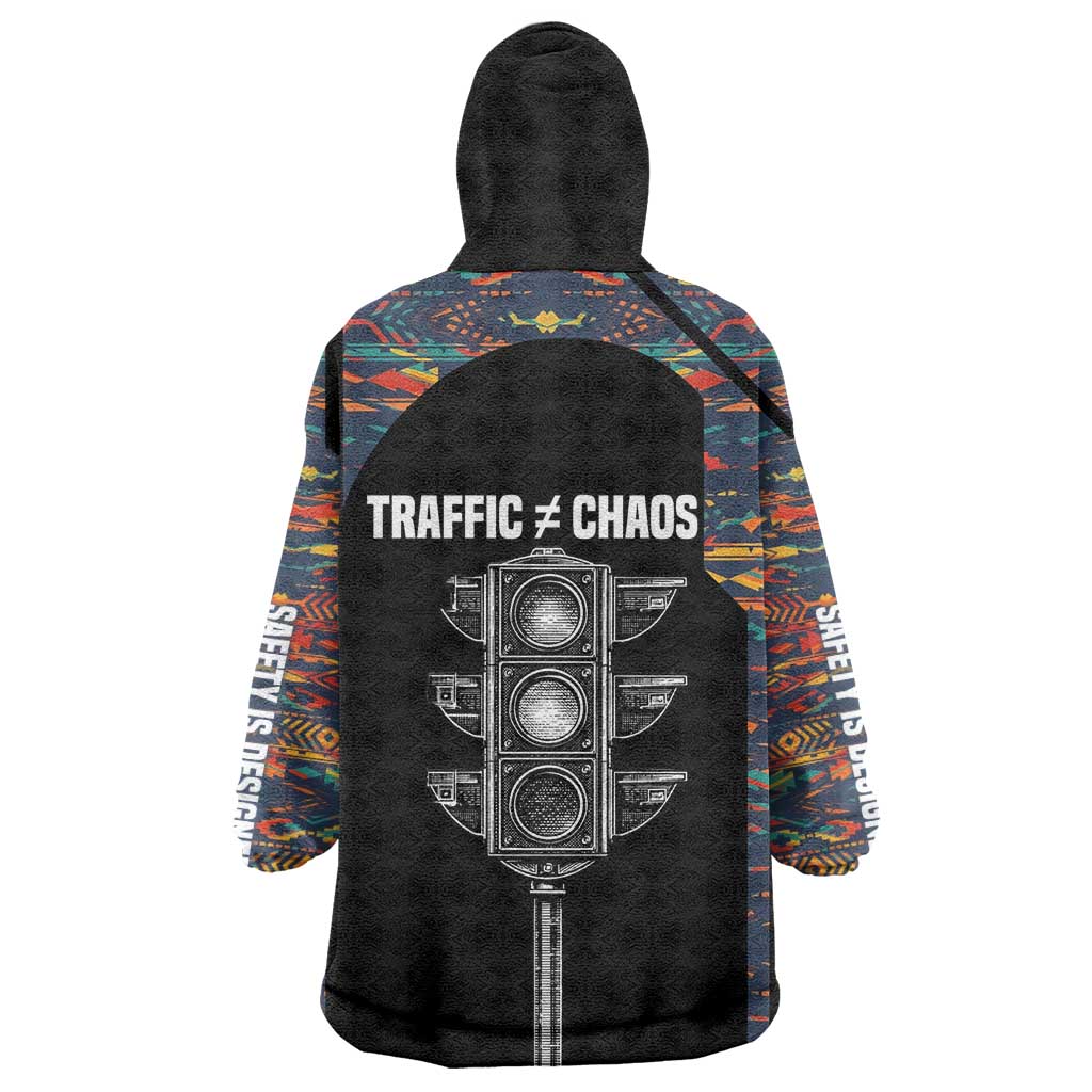 Garrett Morgan Wearable Blanket Hoodie with Full Body Portrait, Stop Wait Go Quote, Traffic Light Design - Wonder Print Shop