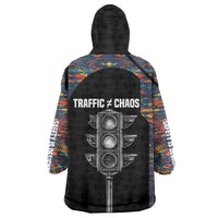 Garrett Morgan Wearable Blanket Hoodie with Full Body Portrait, Stop Wait Go Quote, Traffic Light Design - Wonder Print Shop