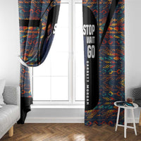 Garrett Morgan Window Curtain with Full Body Portrait, Stop Wait Go Quote, Traffic Light Design - Wonder Print Shop