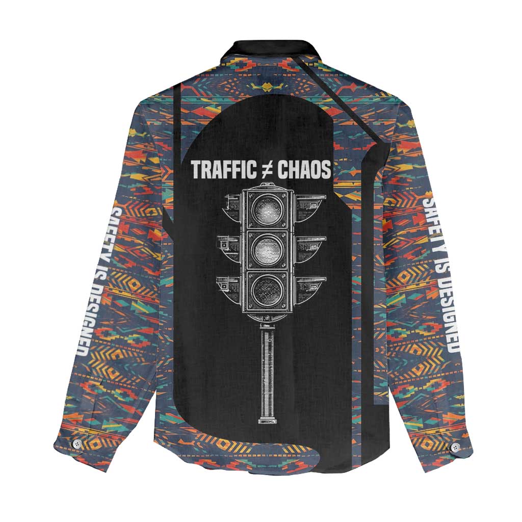 Garrett Morgan Women Casual Shirt with Full Body Portrait, Stop Wait Go Quote, Traffic Light Design - Wonder Print Shop